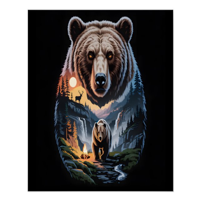 Póster Dois ursos na floresta escura 2 (Frente)
