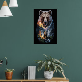 Poster Dois ursos na floresta escura 2