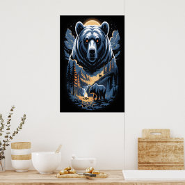 Poster Dois ursos na floresta escura 3