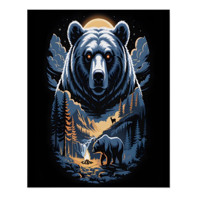 Póster Dois ursos na floresta escura 3 (Frente)