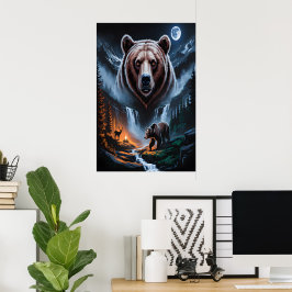 Poster Dois ursos na floresta escura 4