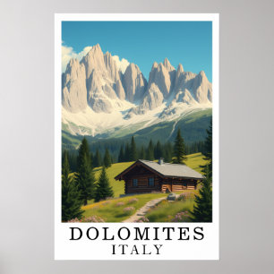 Poster Dolomitas Itália Montanha Cabana Alpina Arte