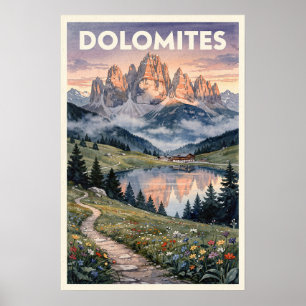 Poster Dolomitas Itália Viagem Antiga