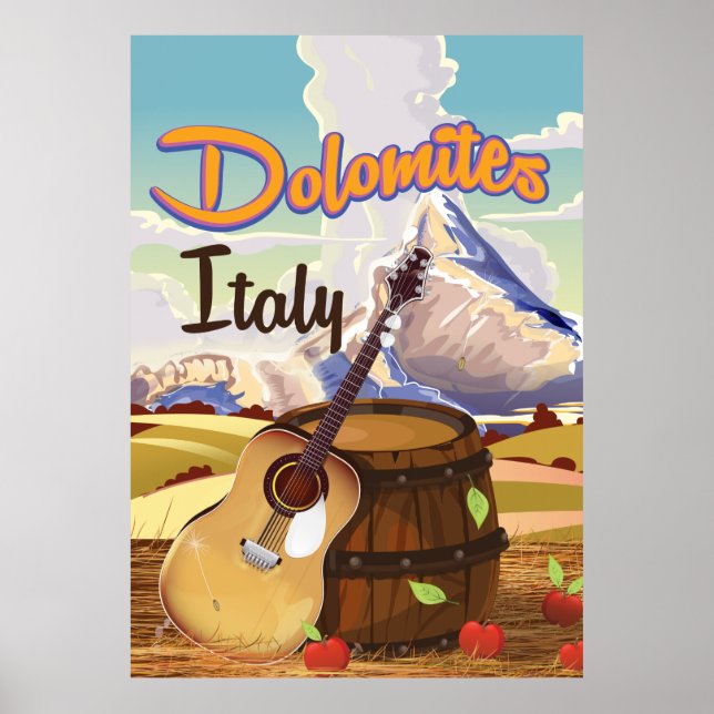 Póster Dolomitas pôster de viagem Itália (Frente)