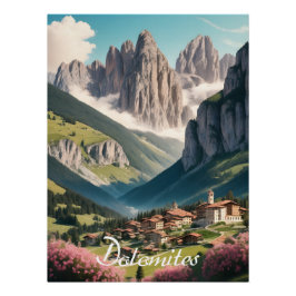 Póster Dolomites Italy Travel Poster