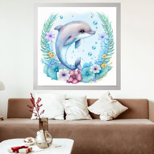 Poster Dolphin de flor selvagem personalizado personaliza