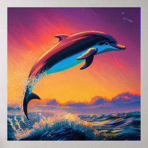 Poster dolphin jumping out of the water