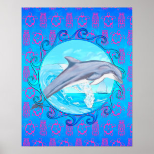 Póster Dolphin Maori Sun