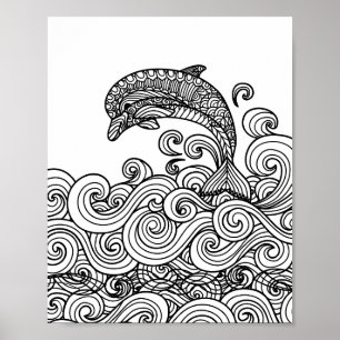 Poster Dolphin Playing - Color Your Own Art