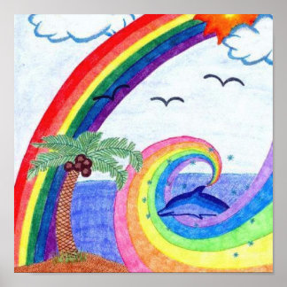Poster Dolphin Rainbow