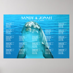 Póster Dolphin Wedding Tropical Seating Chart