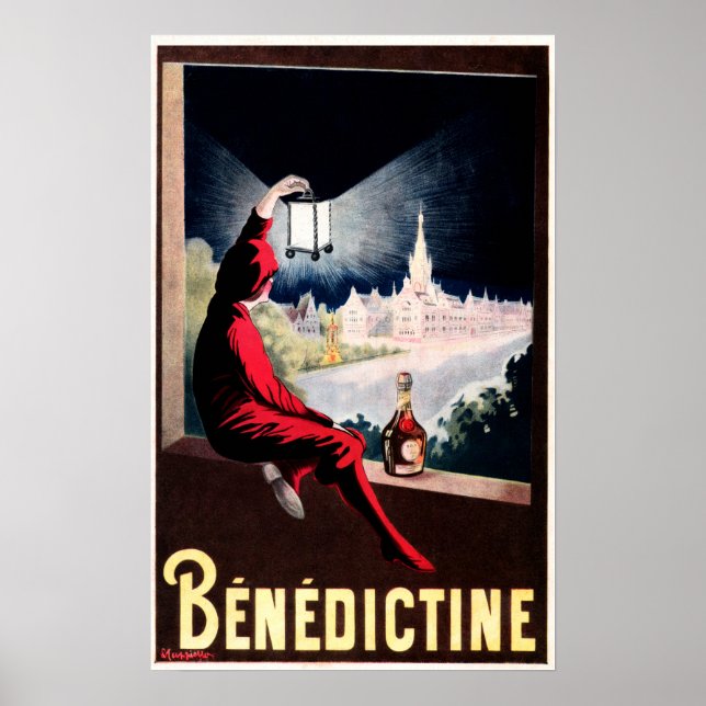 Poster DOM BENEDICTINE French Herbal Liqueur Cappiello (Frente)