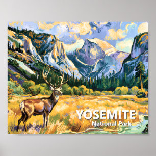 Poster Dome Meio Vintage Yosemite Veado Animal Van Gogh