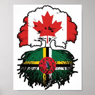 Poster Dominica Canadense Canada Tree Roots Flag