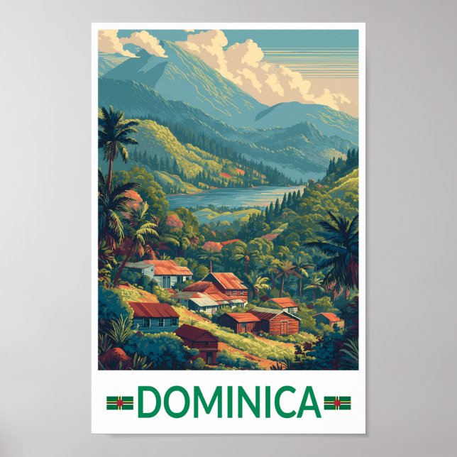 Poster Dominica Travel Art Vintage (Frente)
