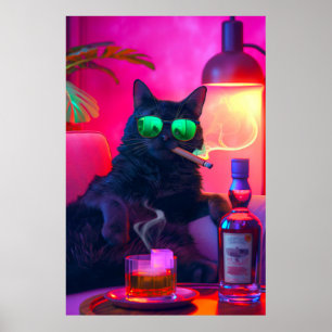 Poster Don Gatto's Nightcap Bebendo de Gato do rico Whi
