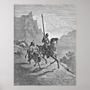 Póster Don Quixote e ilustração de Sancho Panza