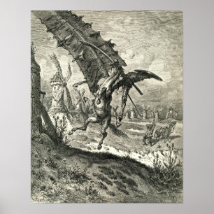 Poster Don Quixote e os moinhos de vento
