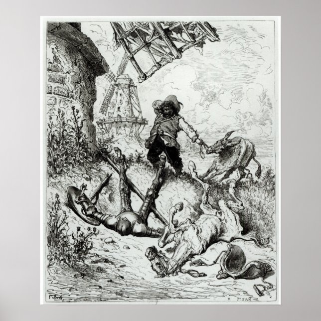 Poster Don Quixote e os Windmills (Frente)