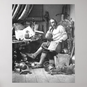 Póster Don Quixote Em Seu Estudo