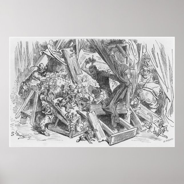 Póster Don Quixote lutando contra marionetas (Frente)