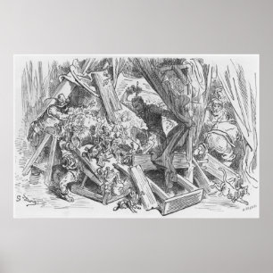 Póster Don Quixote que luta os fantoches