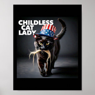 Poster Dona de Gato Sem Filhos Engraçada Cabelo Trump Hal