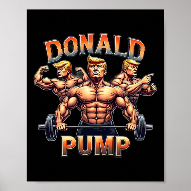 Poster Donald Bomba Músculo Engraçado Academia Meme  (Frente)