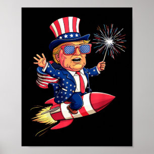 Poster Donald Trump 2024 Happy 4 De Julho Trump American