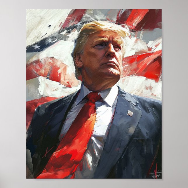 Poster Donald Trump 2024 Heroic Oil Painting Style AI (Frente)