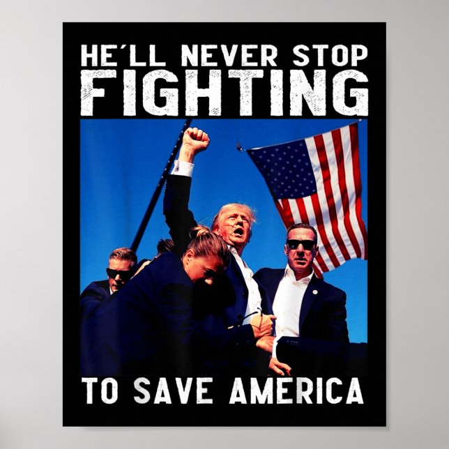 Poster Donald Trump 2024 Inferno Nunca Pára De Lutar (Frente)