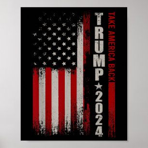 Poster Donald Trump 2024 Leve a América Bandeira American