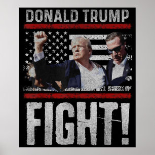 Poster Donald Trump 2024 Sobreviveu a Tiro em Comício Ele