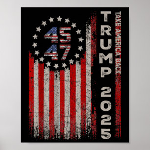 Poster Donald Trump 2025 Pega a bandeira americana