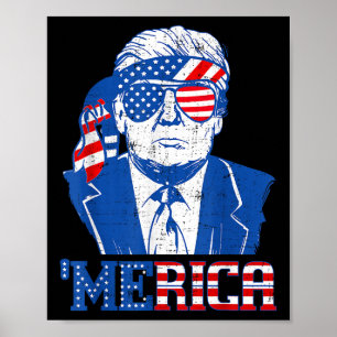 Poster Donald Trump Camisa Merica Trump Sungl Usa Bandeir