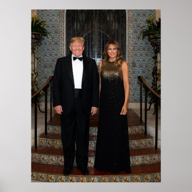 Poster Donald Trump Com A Primeira Senhora Melania (Frente)