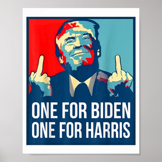Poster Donald Trump Dedo Médio Biden Harris América Re (Frente)