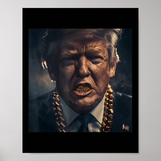 Poster Donald Trump Dourada Grillz (Frente)