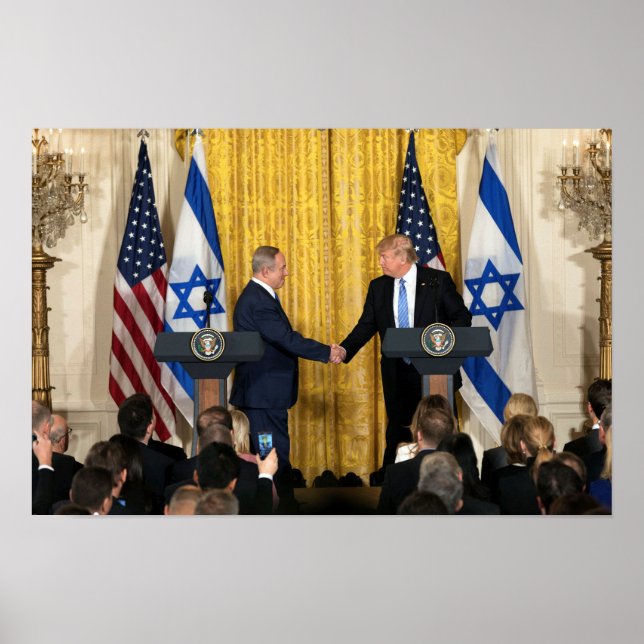 Póster Donald Trump Em Israel Com Bibi Netanyahu (Frente)