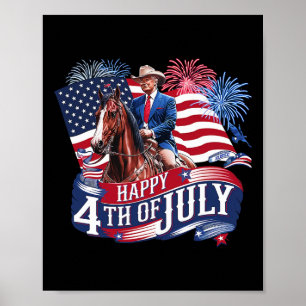 Poster Donald Trump Feliz 4 de Julho Para Patriotas Ameri