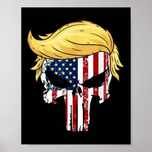 Poster Donald Trump Hair Presidente Skull Leve América de