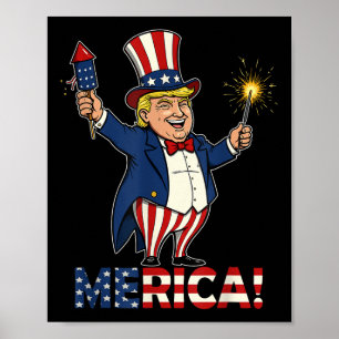 Poster Donald Trump Merica 4 De Julho Fireworks Patrioti