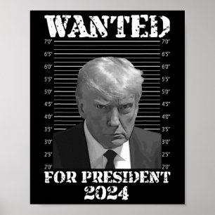 Poster Donald Trump Não Culpado Mug Shot 2024 Procurado P