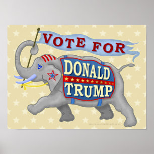Poster Donald Trump Presidente 2024 Elefante Republicano