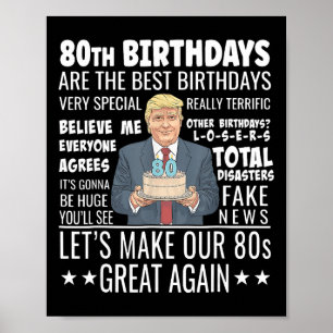 Poster Donald Trump Presidente Engraçado 80º Aniversário