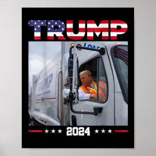 Poster Donald Trump Roda Caminhão de Lixo - Caminhão de L
