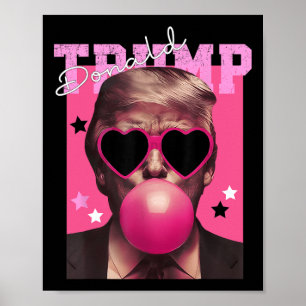 Poster Donald Trump Soprando Chiclete Óculos de Sol Rosa 