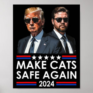 Poster Donald Trump Torna Os Gatos Seguros Novamente 2024