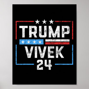Poster Donald Trump Vivek Ramaswamy 2024 Presidente Repub