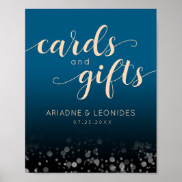 Poster Donativos de Cartões de Casamento Oceânico Azul Pê